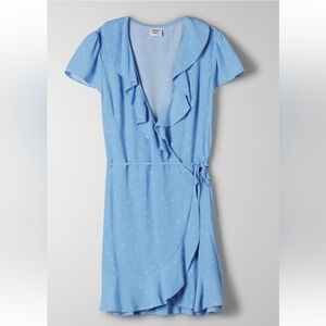Sunday Best Blue Flutter Sleeve Mini Dress